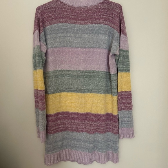 Striped Multicolor Women's Cardigan Sweater - Picture 4 of 5